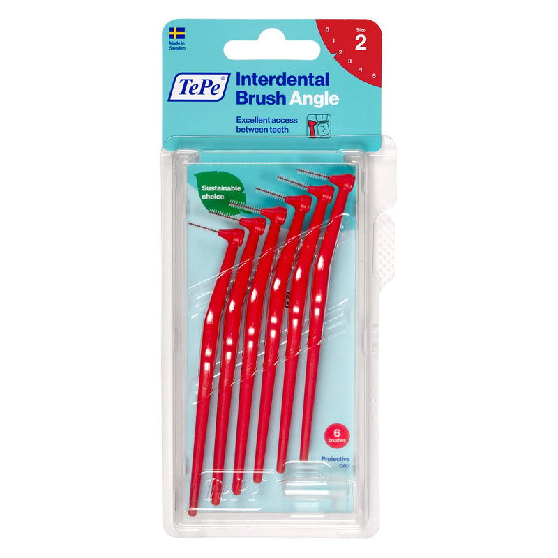 [Australia] - Tepe Angled 0.5mm Red Interdental Brushes - Pack of 6 6 count (Pack of 1) 