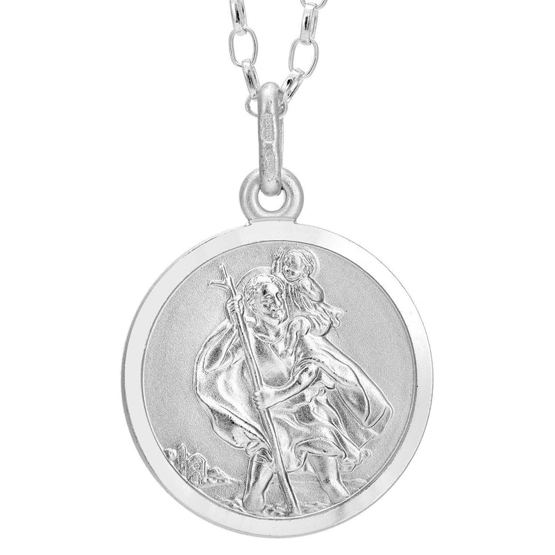 [Australia] - Sterling Silver St Christopher Pendant with 18" Chain and Jewellery Gift Box 