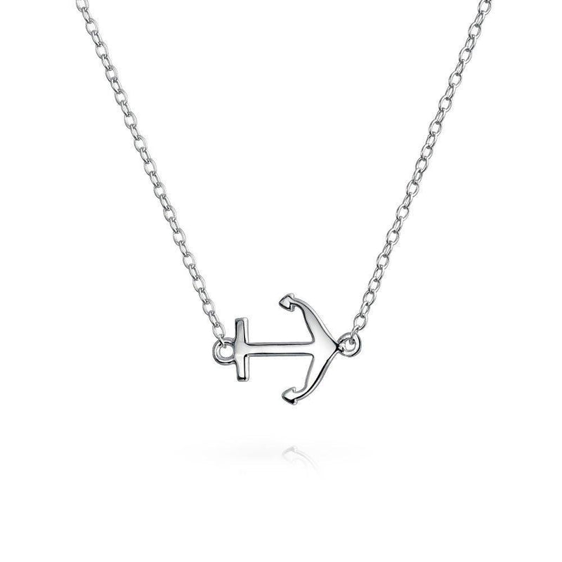 [Australia] - Minimalist Tiny Nautical Diagonal Sideways Boat Anchor Pendant Necklace For Teen For Women 925 Sterling Silver 