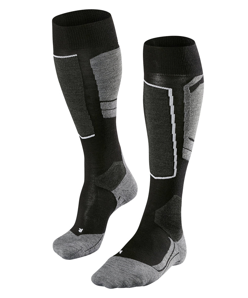 [Australia] - FALKE Women's SK4 Skiing Socks Merino Wool Black More Colours Thin Thermal Padded Long Ski Sock Cushioned Sole Breathable Quick Dry Direct Shoe Contact Ideal For Advanced Skier 1 Pair UK 5.5-6.5 (EU 39-40 Ι US 8-9) Black (Black-Mix 3010) 