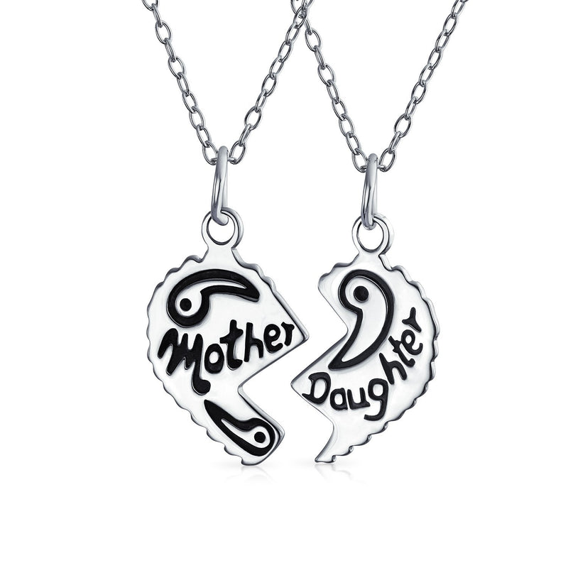 [Australia] - Personalize BFF Split Heart Break Apart Puzzle Gift Engrave Word Mother Daughter Pendant Necklace Women Sterling Silver No Engraving 