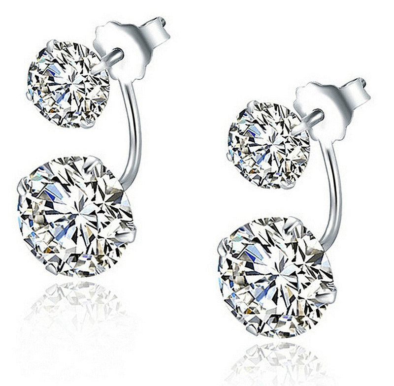 [Australia] - Infinite U 925 Sterling Silver Double Studs Earrings for Women/Girls Multiple Wearing Style Silver-c 