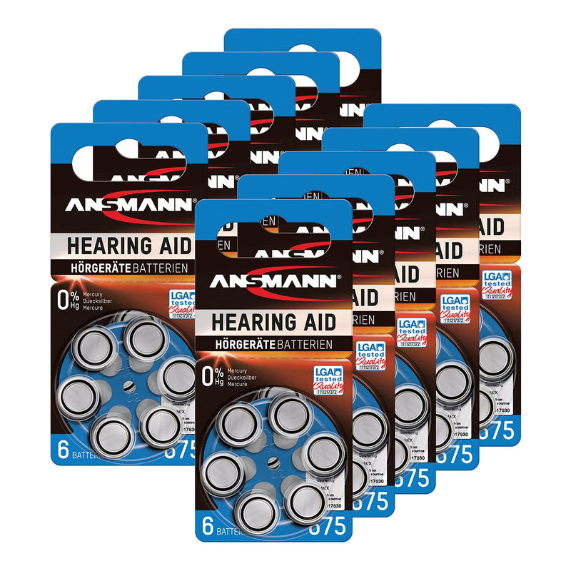 [Australia] - ANSMANN Hearing Aid Batteries [Pack of 60 Cells] Size 675 Blue Zinc Air Hearing-Aid Suitable For Hearing Aids, Hearing Aids Sound Amplifier - 1.45V Mercury Free 