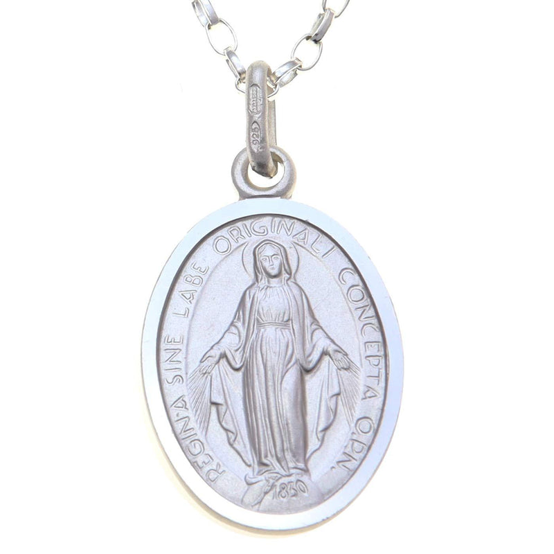 [Australia] - Sterling Silver Miraculous Medal Necklace (18mm) with 18" Chain & Jewellery Gift Box 