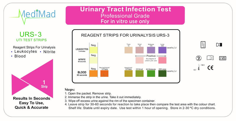 [Australia] - UTI Urine Test Strips Urinary Tract Infection Tests Nitrite, Leukocytes and Blood - 10 Individual Tests 