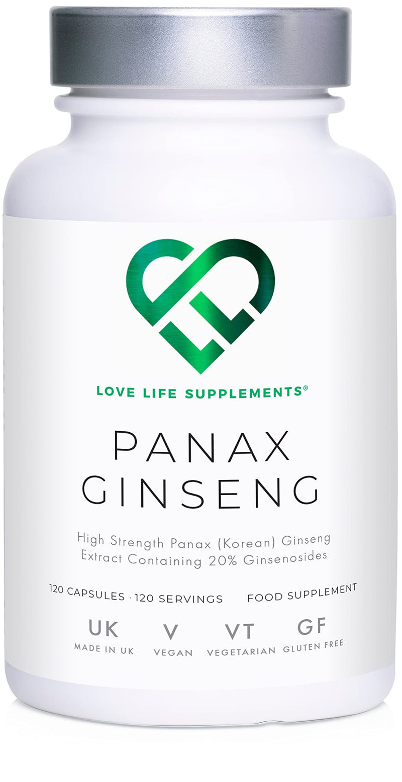 [Australia] - Panax (Korean) Ginseng 3000mg 20% Ginsenosides | 4 Month Supply - 120 High Strength Capsules With No Bulking Agents | For Improved Memory, Athletic Endurance, Stress Reduction | Love Life Supplements 