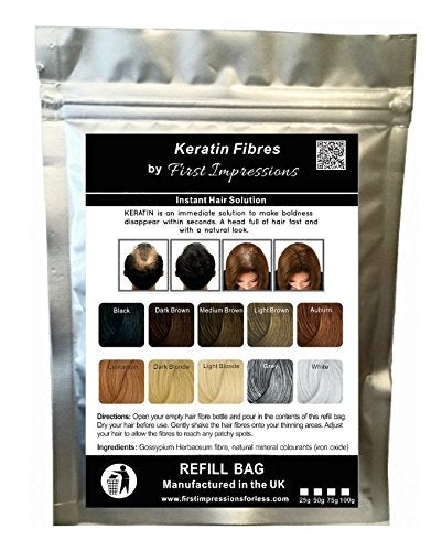 [Australia] - 100% Natural Keratin Hair Fibre Refill For Hair Loss - Alopecia & Chemotherapy (100g, Black) 100 g (Pack of 1) 