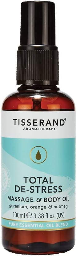 [Australia] - Tisserand Aromatherapy | Total De-Stress | Aromatherapy Body & Massage Oil With Geranium, Nutmeg & Orange | Contains 100% Pure Orange Essential Oil | 100ml 