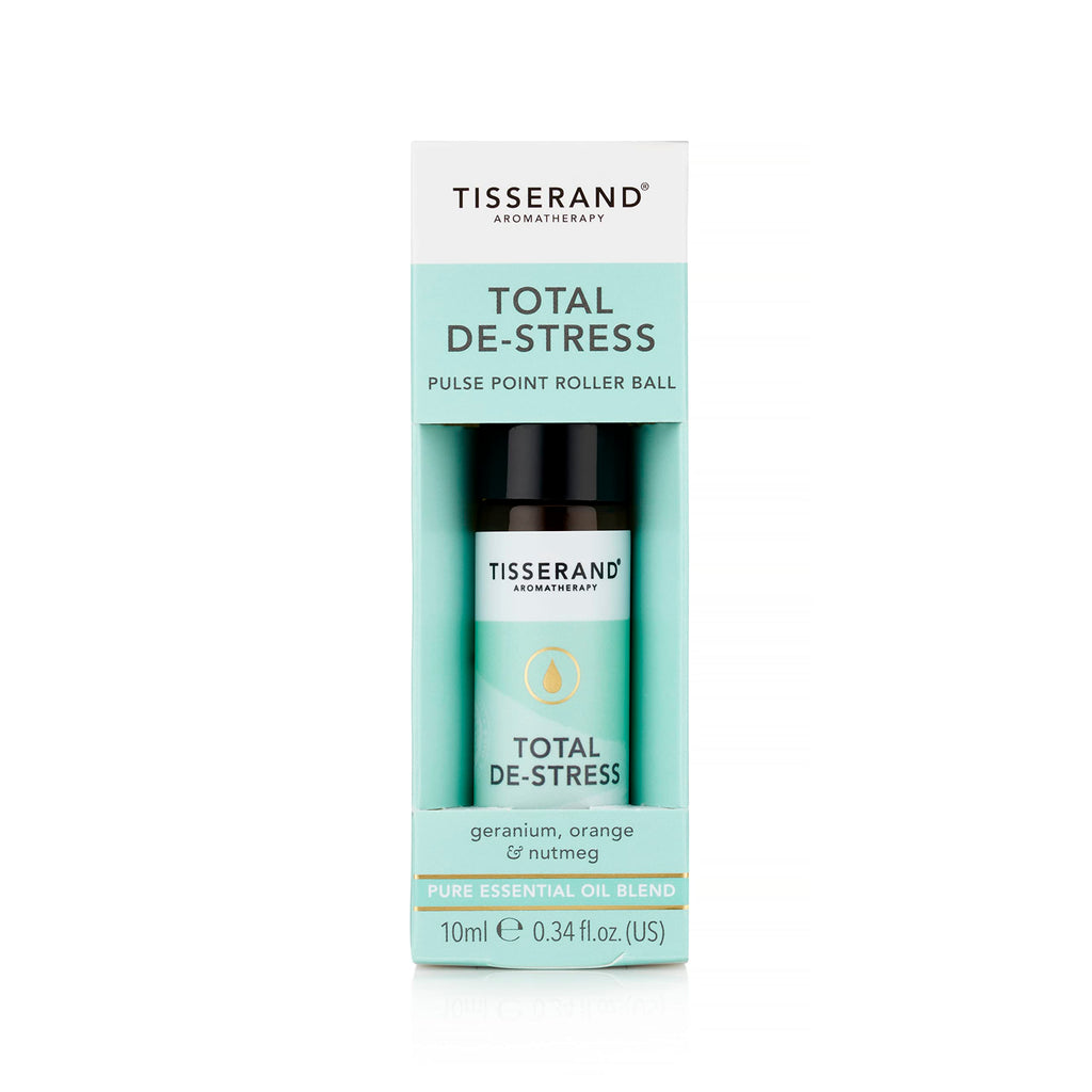 [Australia] - Tisserand Aromatherapy | Total De-Stress | Geranium Pulse Point Aromatherapy Rollerball With Nutmeg & Orange | 100% Pure Essential Oil Blend | 10ml 