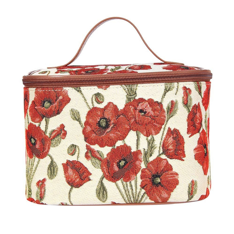 [Australia] - Signare Tapestry Toiletry Bag Makeup Organiser Bag for Women with Floral Design (Poppy, Toil-POP) Poppy 