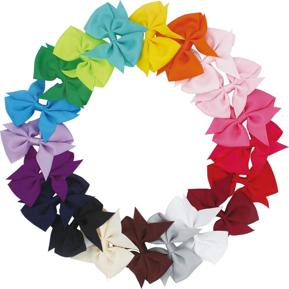 [Australia] - JOYOYO 20 Pcs Hair Clips for Girls Hair Bows for Gilrs Pinwheel Bows Grosgrain Ribbon Bows with Small Crocodile Clips, 3.5 Inch Medium Size Hair Bows for Toddlers, Girls 