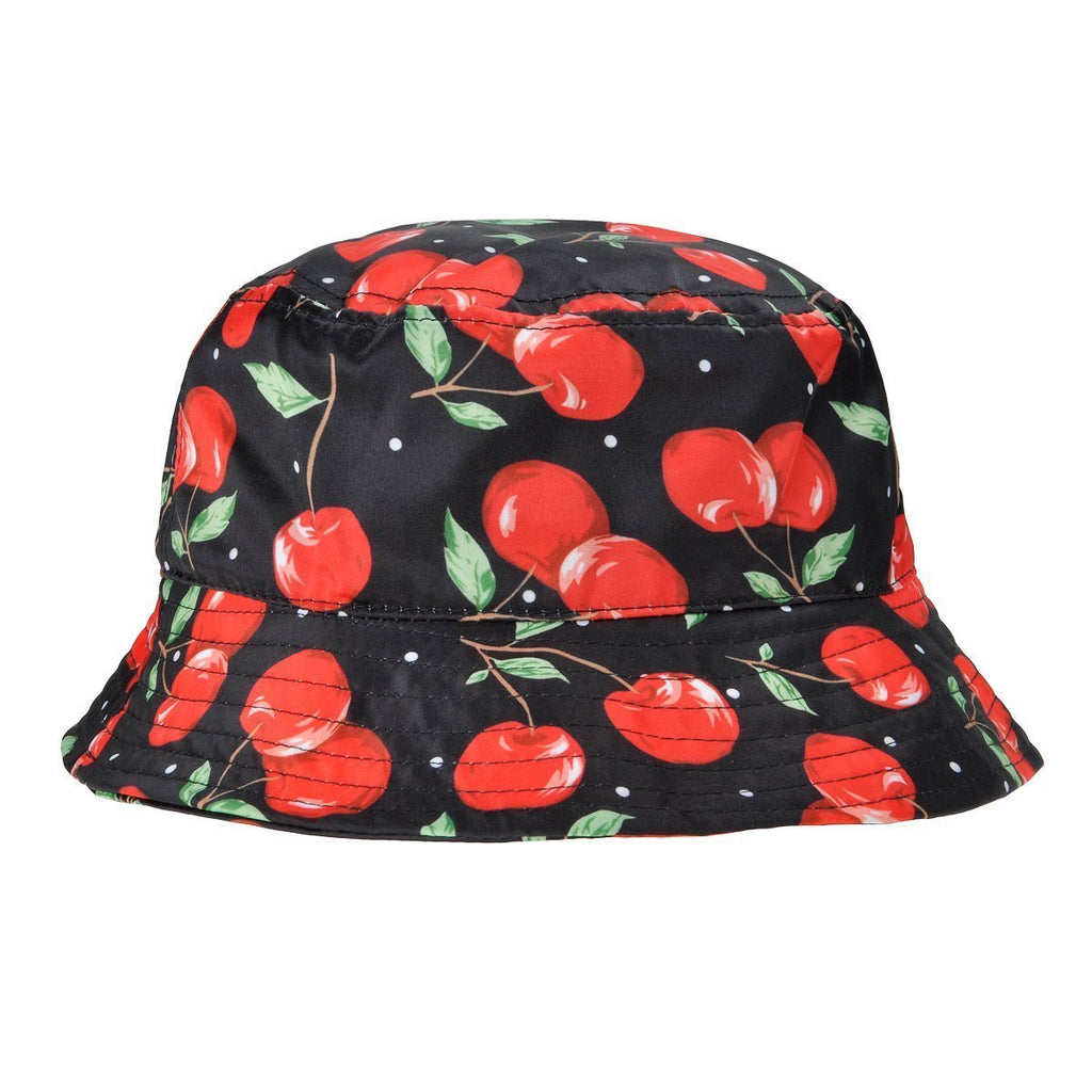 [Australia] - ZLYC Unisex Funky Passion Fruit Print Bucket Hat Fishmen Outdoor Cap(Black) 