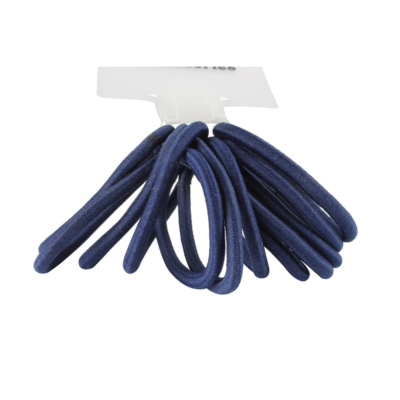 [Australia] - 12 Thick Snag Free Endless Hair Elastics Bobbles Ponios Navy Blue 12 Count (Pack of 1) 