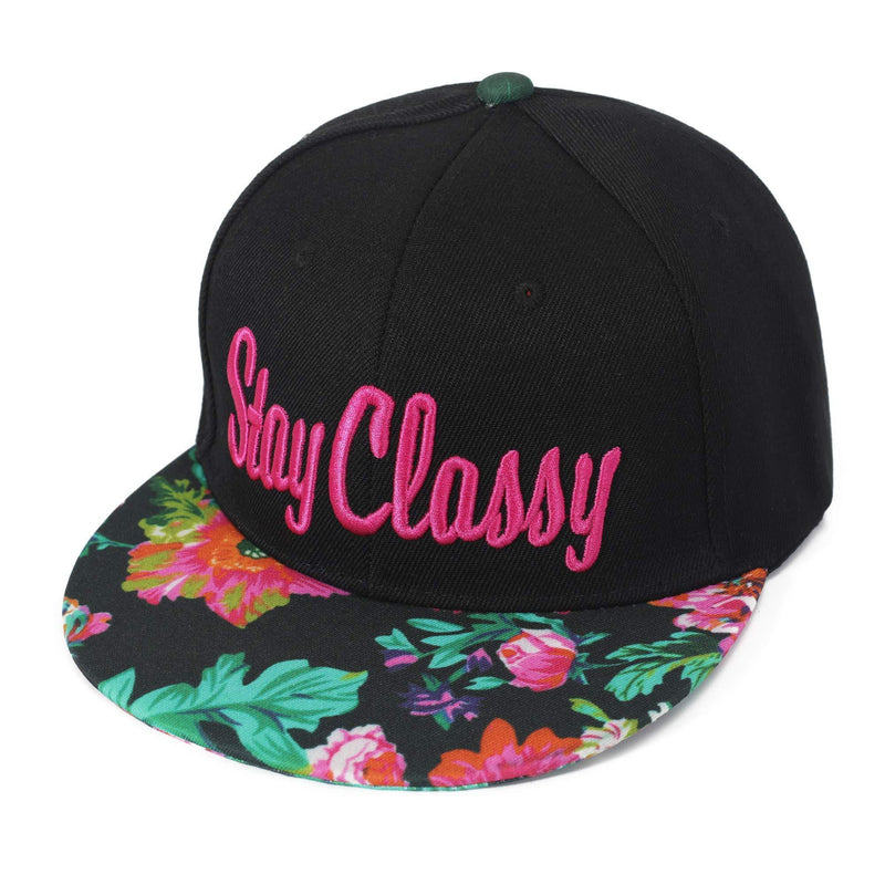 [Australia] - ZLYC Snapback Cap Hip Hop Embroidery Baseball Cap for Men Women One Size Stay Classy(Hot Pink) 
