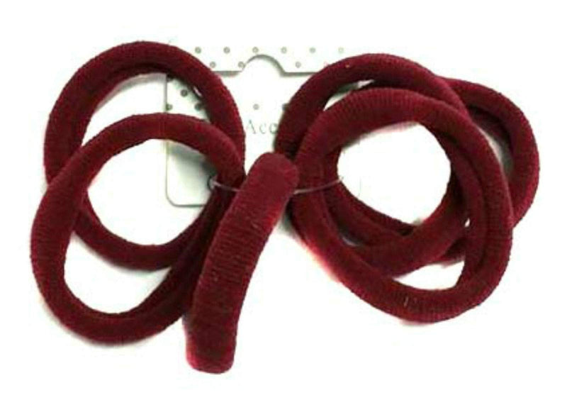 [Australia] - Set of 6 Burgundy Soft Jersey Endless Hair Elastics Bobbles Bands 1 6 Count (Pack of 1) 