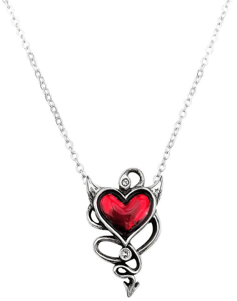 [Australia] - Alchemy Gothic Devil Heart Women Necklace Silver-Coloured, Pewter, 