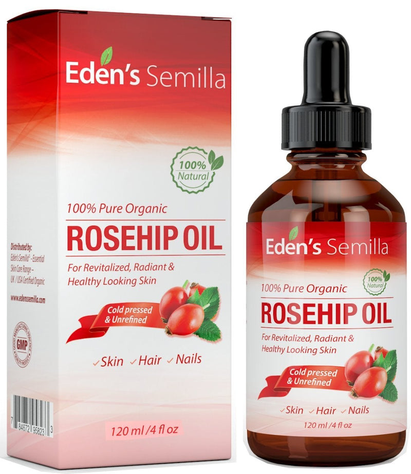 [Australia] - 100% Pure Rosehip Oil - 120ml - Certified ORGANIC - Revitalises Skin & Hair - Clinically Proven - Natural / Cold pressed & unrefined - NON Greasy HIGH absorbency - Use daily - Anti ageing, nourishes, hydrates and visibly reduces fine lines, scars, stre... 