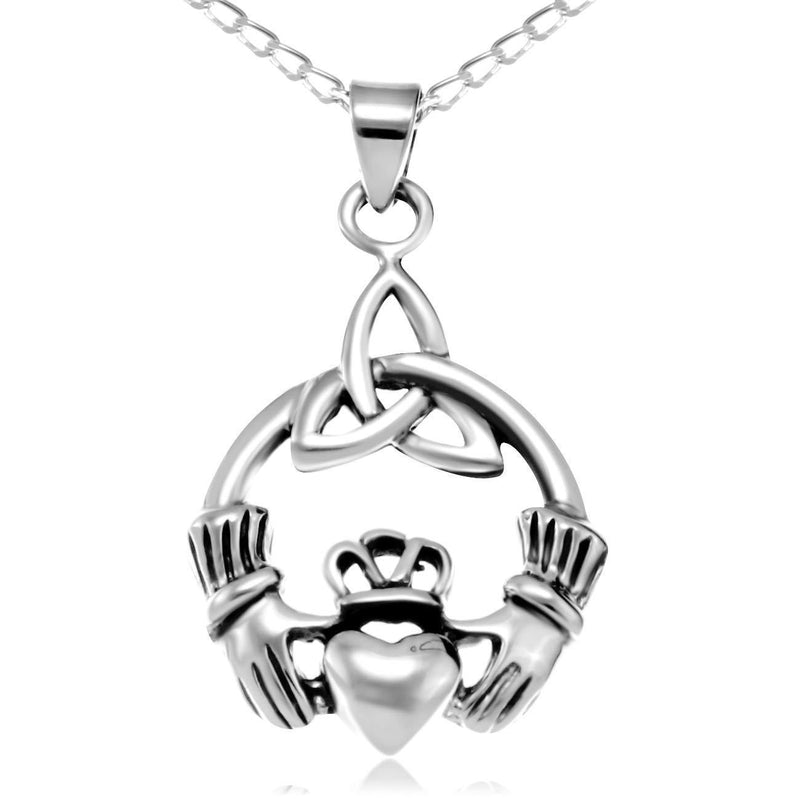 [Australia] - Alexander Castle Sterling Silver Claddagh Celtic Pendant Necklace with 18" Chain and gift box. Great woman's gift for Christmas or Birthday's 