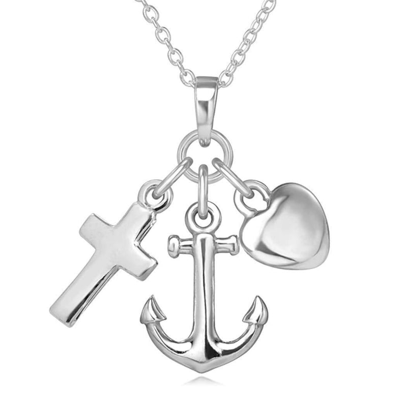 [Australia] - Sterling Silver Faith,Hope, Charity (Love) Pendant Necklace With 18" Chain and Jewellery Gift Box 