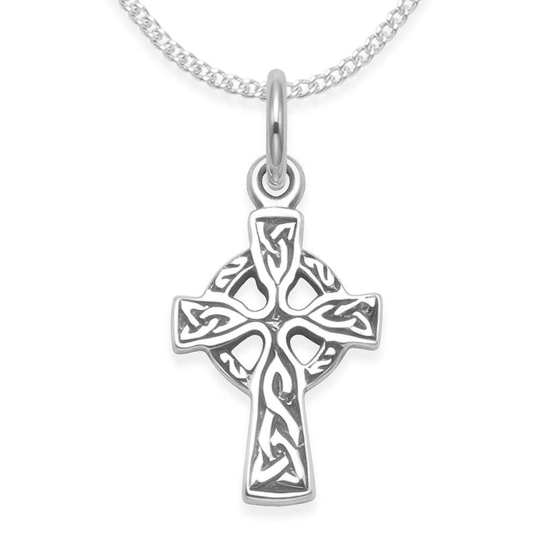 [Australia] - Sterling Silver Celtic Cross Necklace on 18" Silver chain - SIZE: SMALL: 10mm x 14mm Gift Boxed 8092/18 