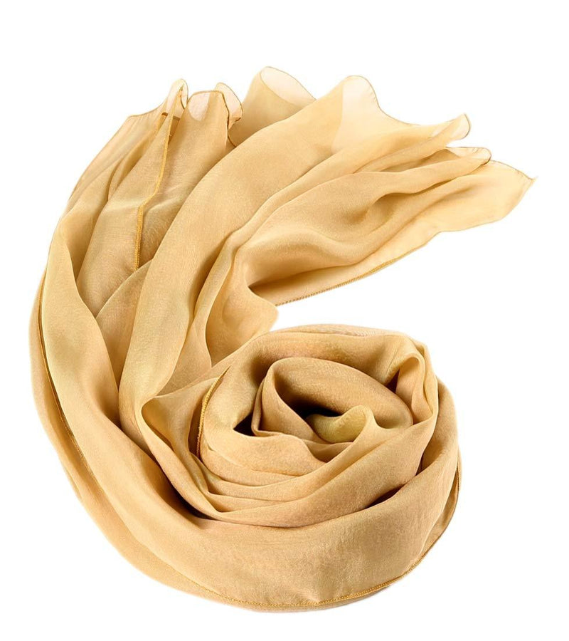 [Australia] - Prettystern Shimmering Women Stola L - XXL 100% Silk Scarf Rainbow Taffeta Women Iridescent for Party Evening Dress 78.7" X 25.6" 13. Caramel 