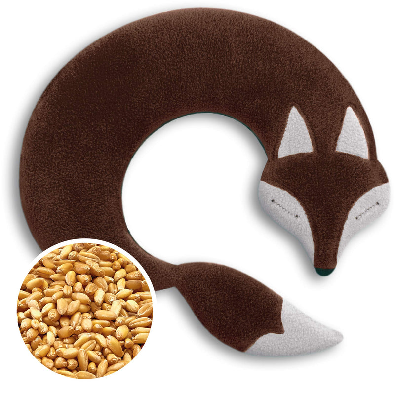 [Australia] - Leschi Wheat Bag microwavable, unscented/Heat Pack for Neck and Shoulders/Animal: Fox Noah, Brown Chocolate / Midnight 