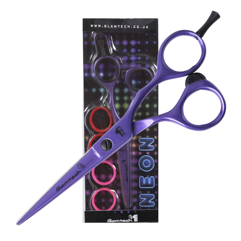 [Australia] - Glamtech One Neon Hairdressing Scissor - Ergonomic Sharp Edged Professional Scissors - Ideal for hairdressing, cutting and styling (5.5 inch, Purple) 5.5 inch 