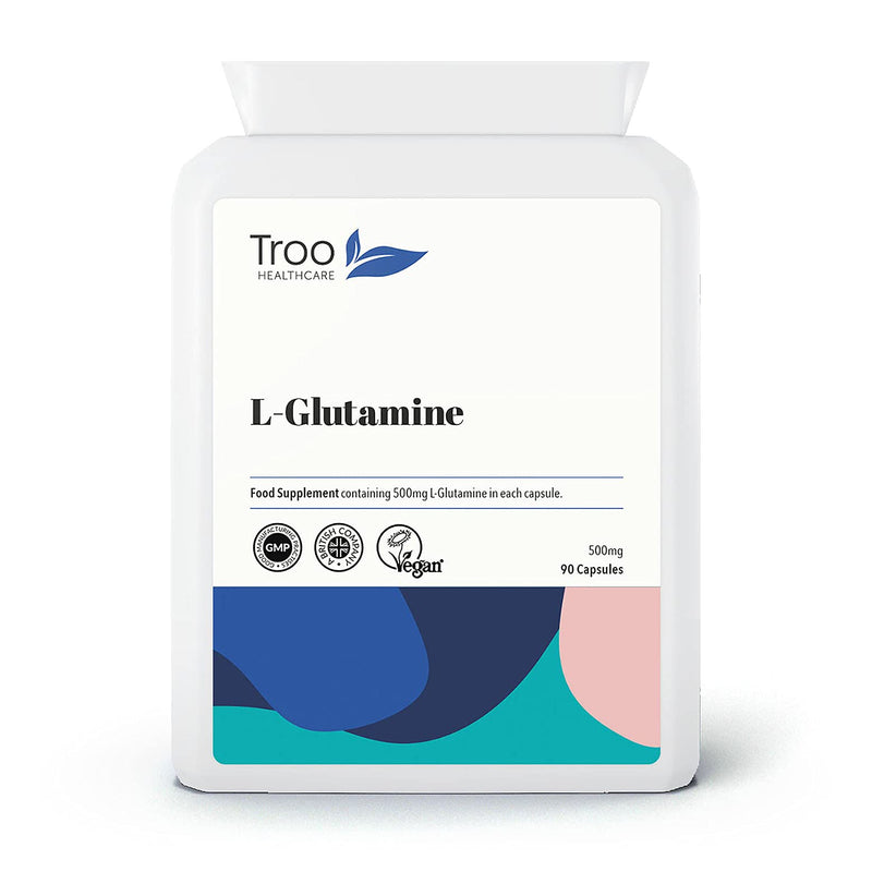 [Australia] - L-Glutamine Supplement (500mg) - 90 High Strength Capsules - Targeted Release Amino Acid Supplement| UK Manufactured to GMP Standards 