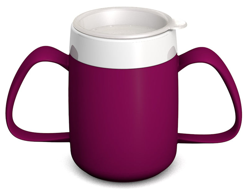 [Australia] - Ornamin Two Handled Mug with Internal Cone 140 ml Blackberry with Drinking Lid (Model 815 + 814) / feeding cup, drinking aid, ergonomic mug 