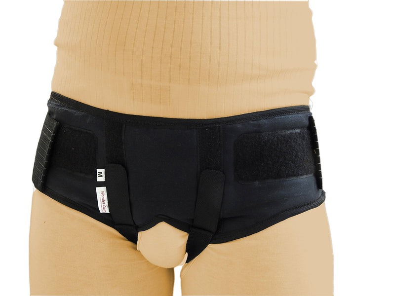 [Australia] - Wonder Care - Black Inguinal Hernia Support Truss for Double Inguinal or Sports Hernia with one Removable Compression Pads & Adjustable Groin Straps Surgery & Injury Recover A107 (S (28-31 inches))… S (Pack of 1) 