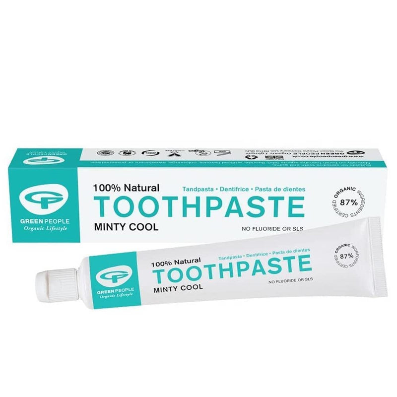 [Australia] - Green People Minty Cool Toothpaste 50ml | 100% Natural Mint Toothpaste for Adults | Certified Organic Dental Care | Fluoride free & SLS free | Toothpaste for Sensitive Gums | Vegan & Cruelty Free 