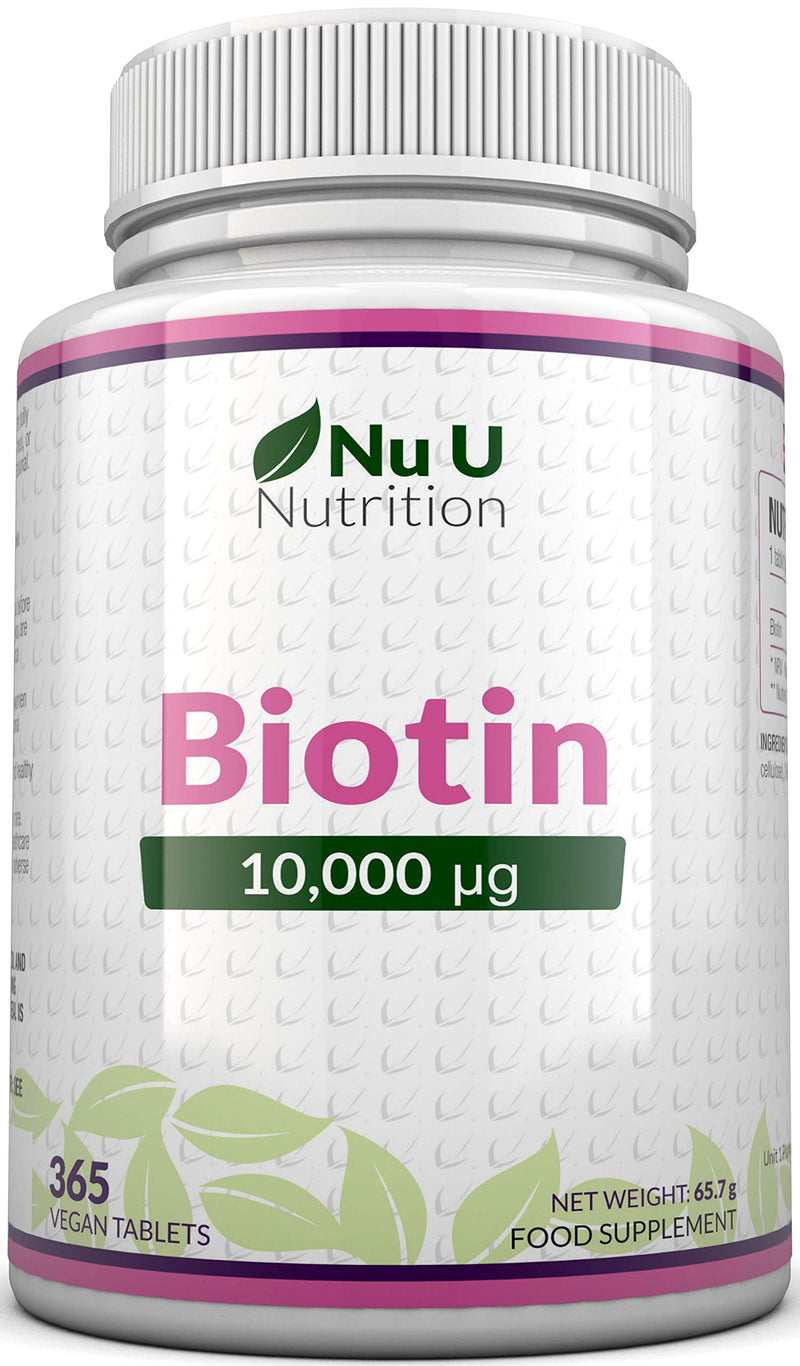 [Australia] - Biotin Hair Growth Supplement - 365 Vegan Tablets (Full Year Supply) - Biotin 10,000mcg by Nu U Nutrition 