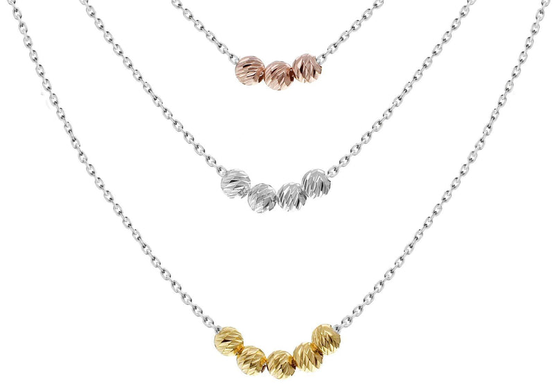 [Australia] - Tuscany Silver Sterling Silver 3 Colour Gold Plated Triple Ball Graduated Chain Necklace of 46cm/18" 