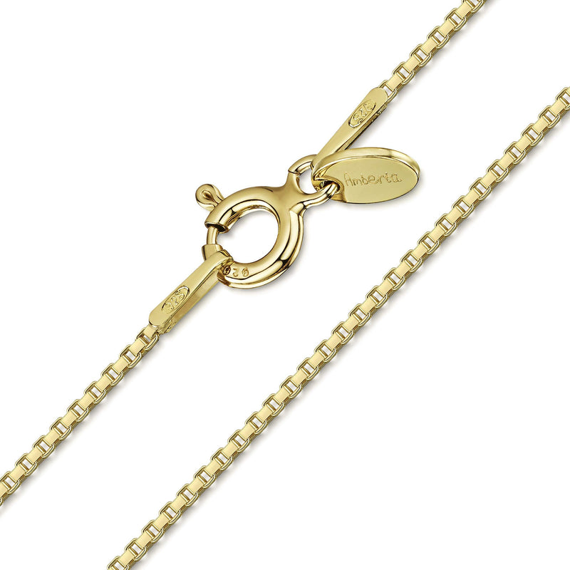 [Australia] - Amberta 18K Gold Plated on 925 Sterling Silver 1.0 mm Venice Box Chain Necklace 24 inch / 60 cm 
