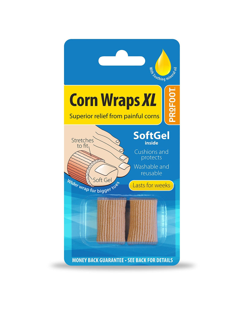 [Australia] - Profoot Corn Wraps XL for relief from painful corns washable and reusable prevents friction wider for bigger toes - 2 Pack (4 wraps) 