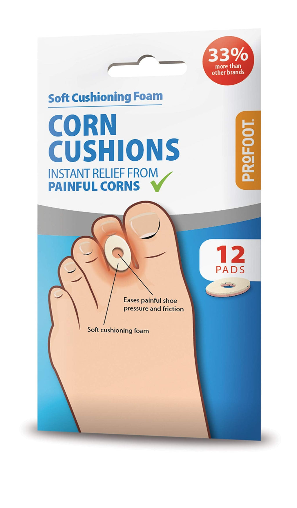 [Australia] - Profoot Corn Cushions provides instant relief from pain caused by Corns or calluses soft cushioning foam- 2 Pack (24 Cushions) 32 g (Pack of 2) 