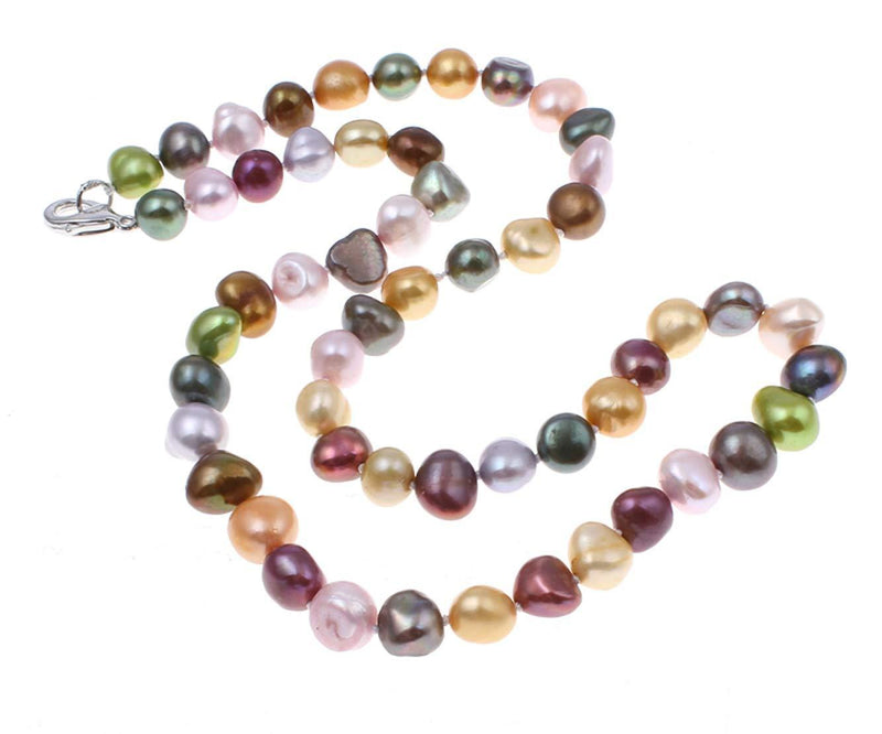 [Australia] - TreasureBay Stunning Multi-Colour 8-9mm Freshwater Pearl Necklace 48cm with Lobster Claw Clasp - Presented in a Beautiful Jewellery Gift Box 