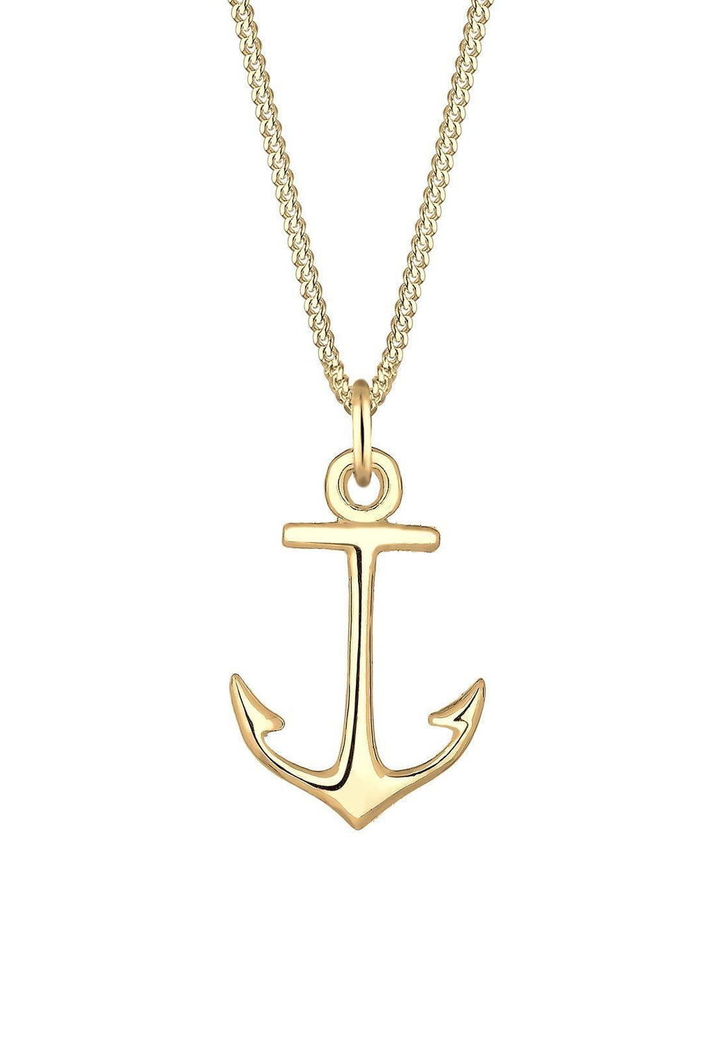 [Australia] - Elli Women's 925 Sterling Silver Gold Plated Xilion Cut Anchor Necklace of Length 45 cm 