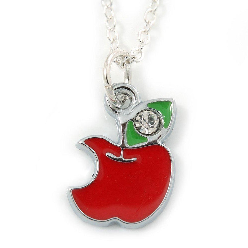 [Australia] - Avalaya Tiny Red/Green Apple Pendant with Silver Tone Chain - 40cm L 