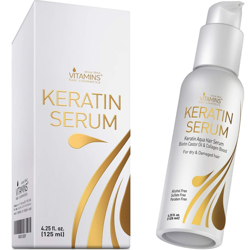 [Australia] - Vitamins Hair Serum Keratin Treatment - Biotin Collagen and Coconut Oil Hydrating Moisturiser for Frizzy Dry Damaged Hair - Anti Frizz Heat Protection for Curly Wavy or Straight Hair 