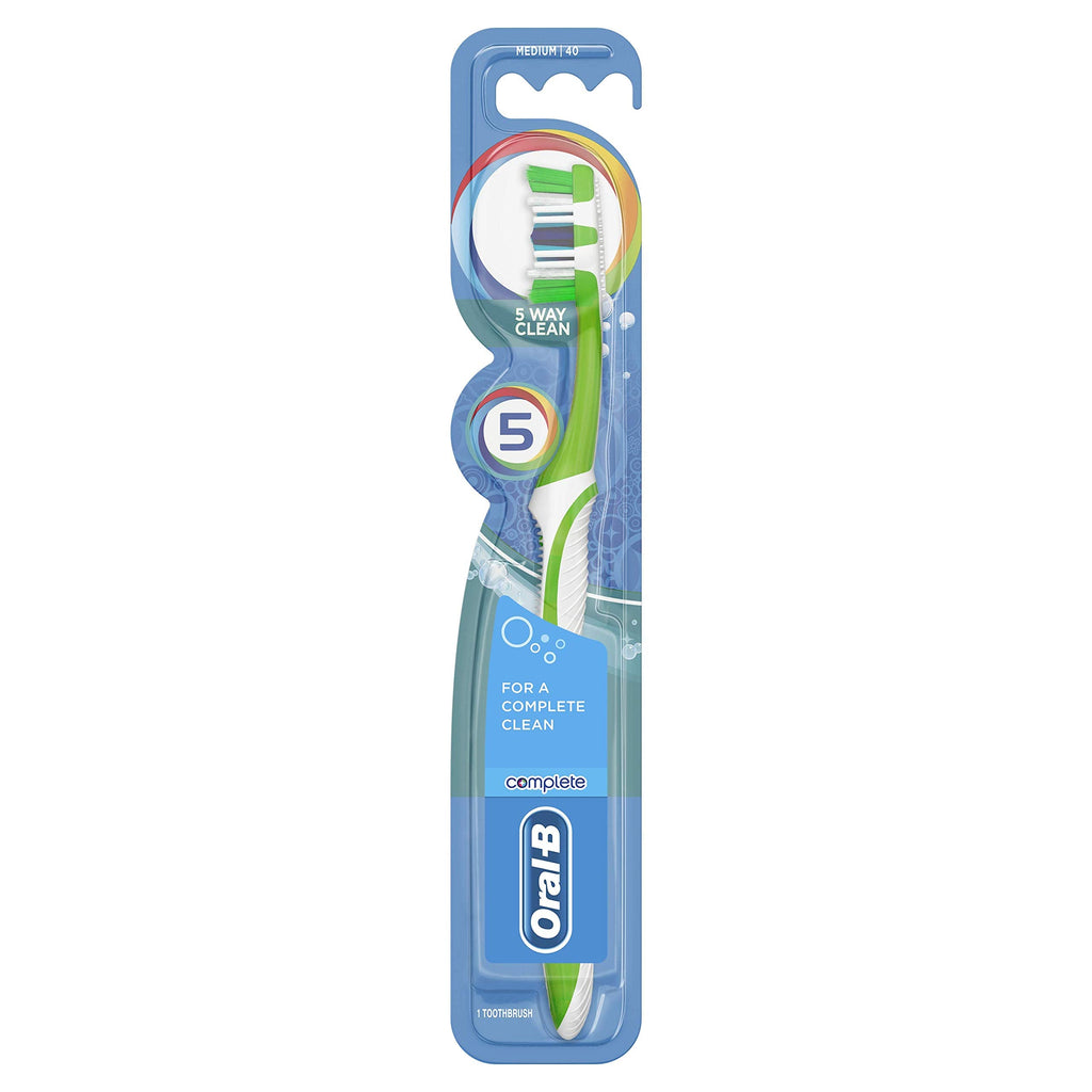 [Australia] - Oral-B Complete 5 Way Clean Manual Toothbrush, PowerTip Bristles For hard To Reach Areas, Includes Gum Massagers And Tongue & Cheek Cleaner 