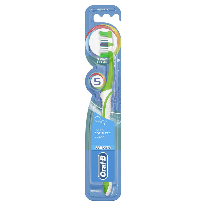 [Australia] - Oral-B Complete 5 Way Clean Manual Toothbrush, PowerTip Bristles For hard To Reach Areas, Includes Gum Massagers And Tongue & Cheek Cleaner 