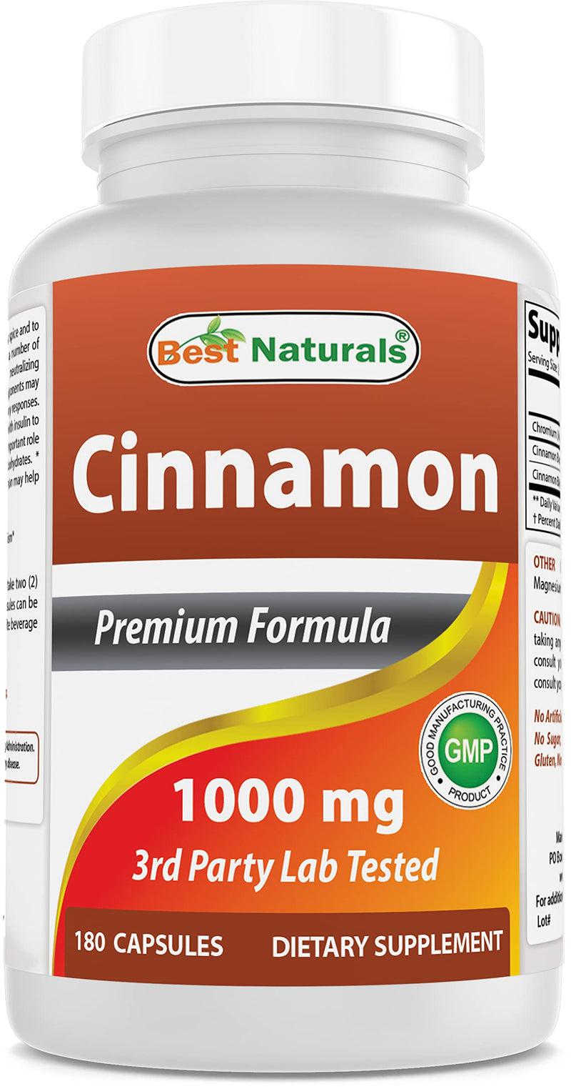 [Australia] - Best Naturals Cinnamon 1000 mg with Chromium 200 mcg 180 Capsules (180 Count (Pack of 1)) 180 Count (Pack of 1) 