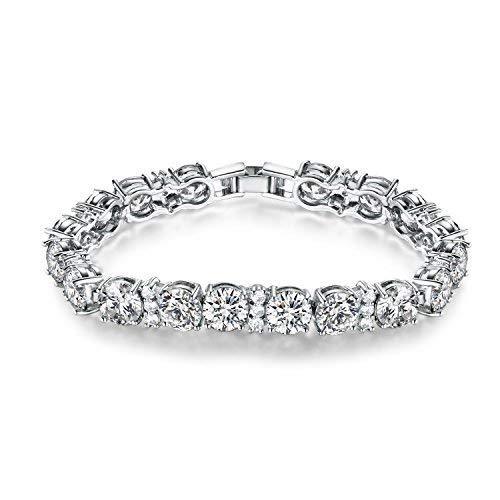 [Australia] - GULICX Ladies Cubic Zirconia Crystal Tennis Bracelets Clear White Gold Electroplated for Women Girls 