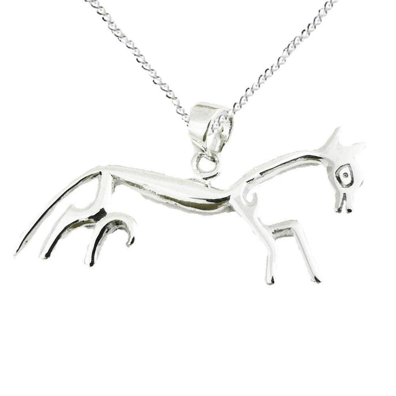 [Australia] - 925 Sterling Silver Uffington Horse Pendant Necklace with a Silver Chain - Gift Boxed 