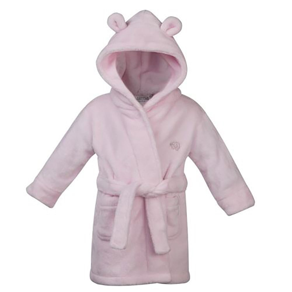 [Australia] - 18-24 Months Fluffy Fleece Baby Dressing Gown Bath Robe with Teddy Ears 24 Months Pink 
