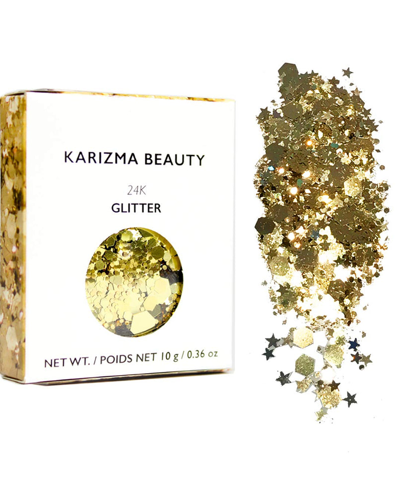 [Australia] - 24K Gold Chunky Glitter ✮ KARIZMA BEAUTY ✮ Festival Glitter Cosmetic Face Body Hair Nails 24K Gold 