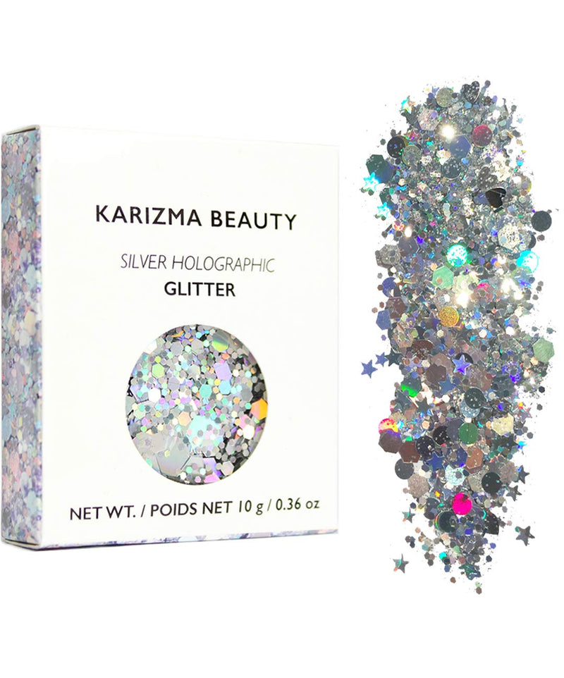 [Australia] - KARIZMA Silver Holographic Chunky Glitter BEAUTY ✮ 10g Festival Glitter Face Body Hair Cosmetic 