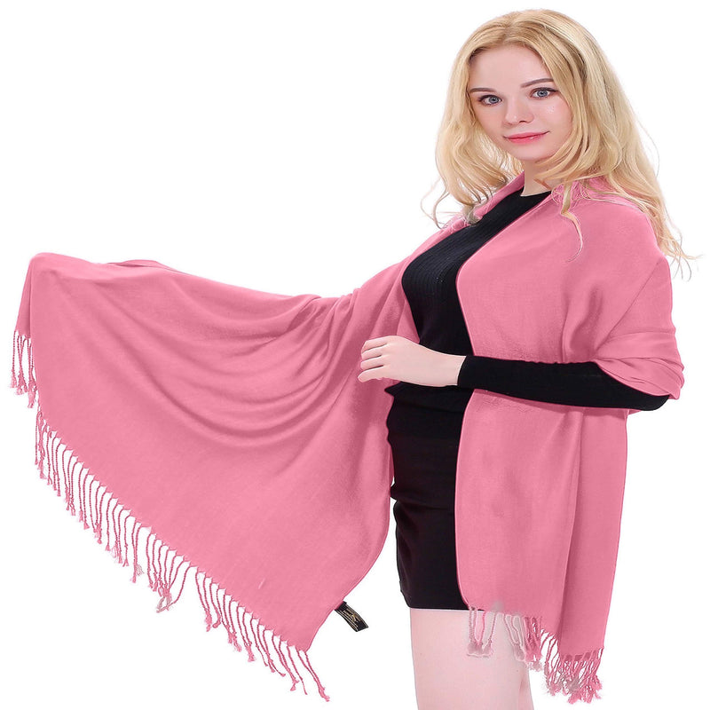 [Australia] - Coral Pink Solid Colour Design Nepalese Shawl Scarf Wrap Stole Throw Head Wrap Face Cover Pashmina CJ Apparel NEW 