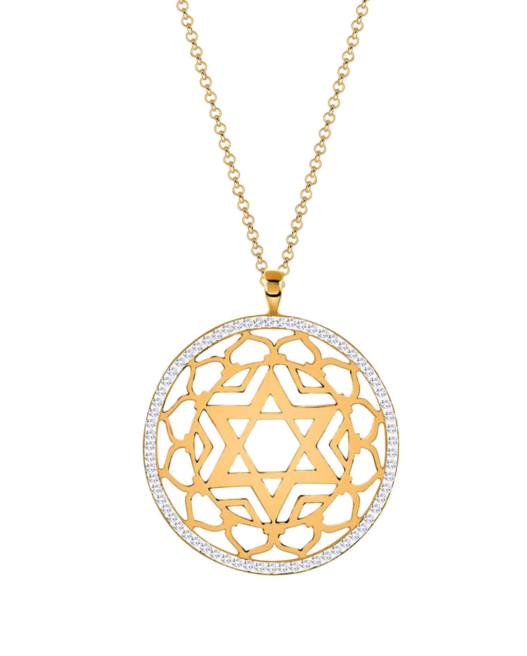 [Australia] - Nenalina Women's Necklace with Heart Anahata Chakra Pendant in 925 Sterling Silver Gold-Plated with Crystal Elements 864356-501 